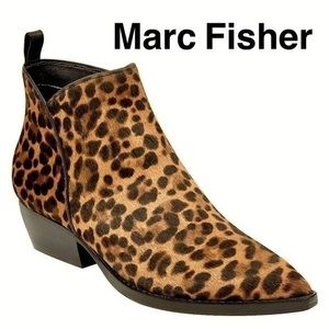 Marc Fisher Black Multi Leopard Calf Hair Bootie Size 9